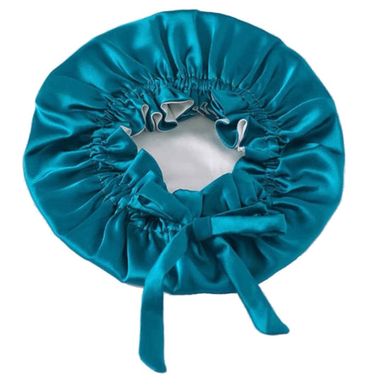 Emerald/Snow Pure Silk Bonnet: Adjustable, Reversible &amp; Double Lined