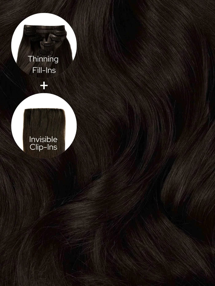 Espresso (2) Thinning Hair and Invisible Clip-ins Bundle