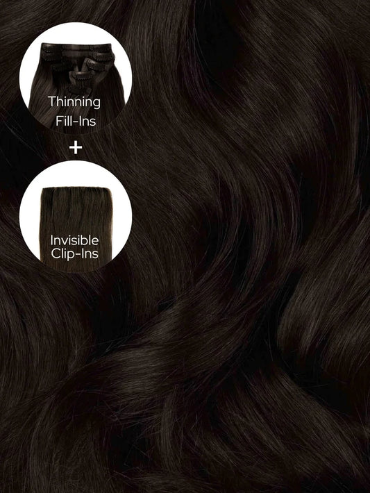 Espresso (2) Thinning Hair and Invisible Clip-ins Bundle