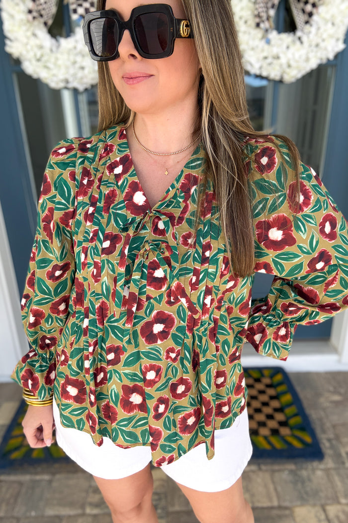 Fairway Bloom Bow Tie Blouse - B Social Boutique