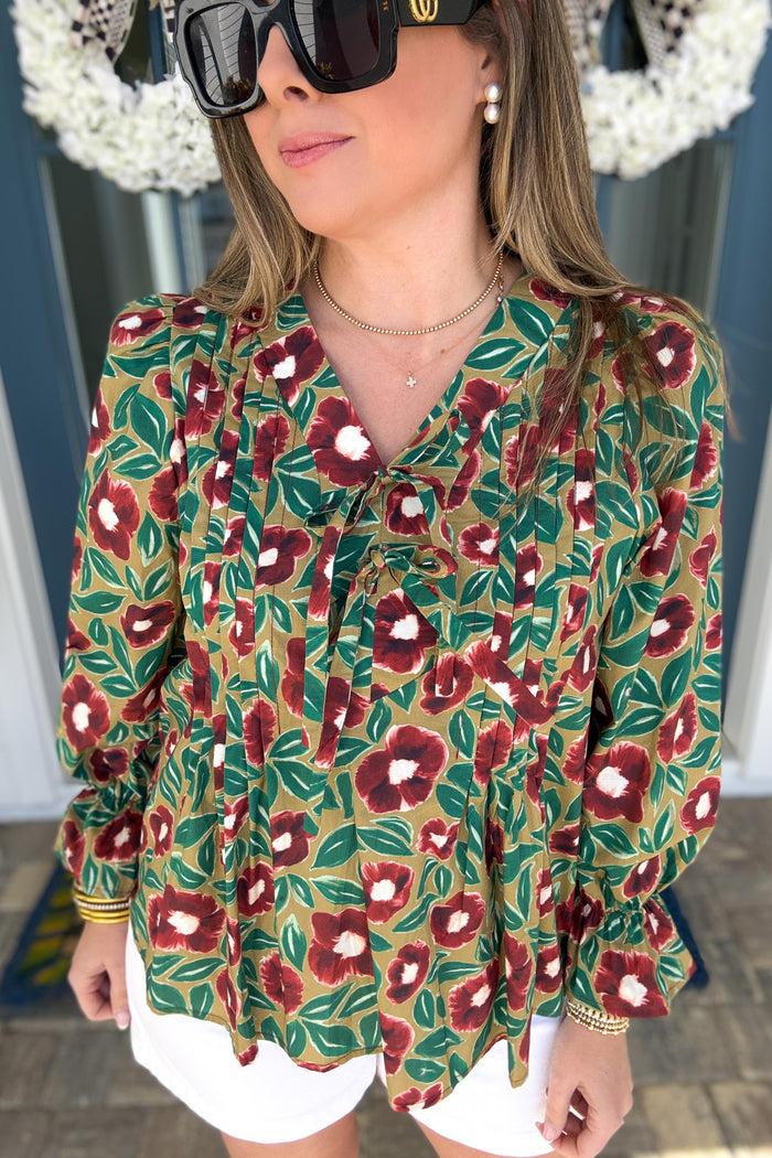 Fairway Bloom Bow Tie Blouse - B Social Boutique