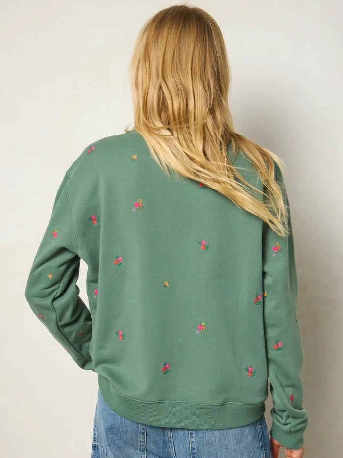 Fave Little Things Embroidered Sweatshirt - Olive Floral-view 5