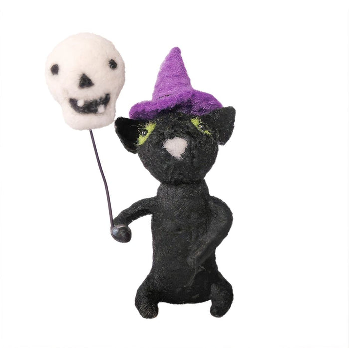 Felt Black Cat with Skull Hanging Decoration (12.5cm) 🇬🇧