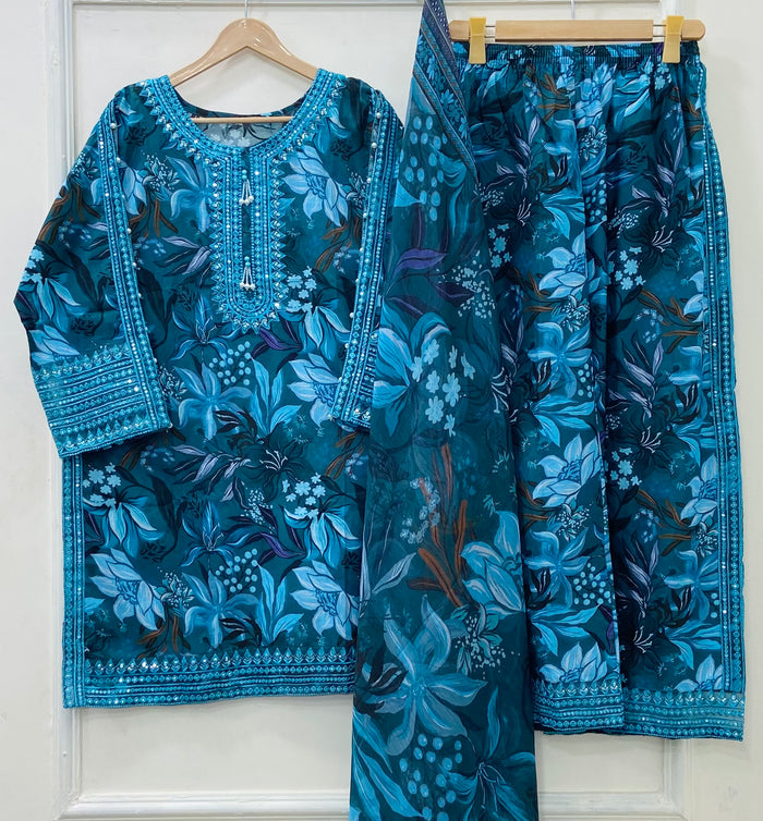 Festive Wear 3PC (Premium Lawn) D-495