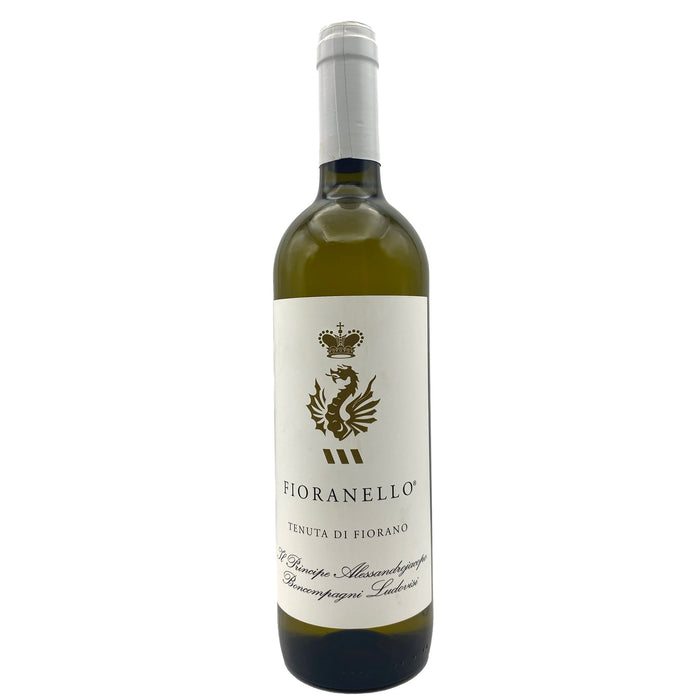 Fioranello Bianco 2018 white wine bottle with cream label and gold crest