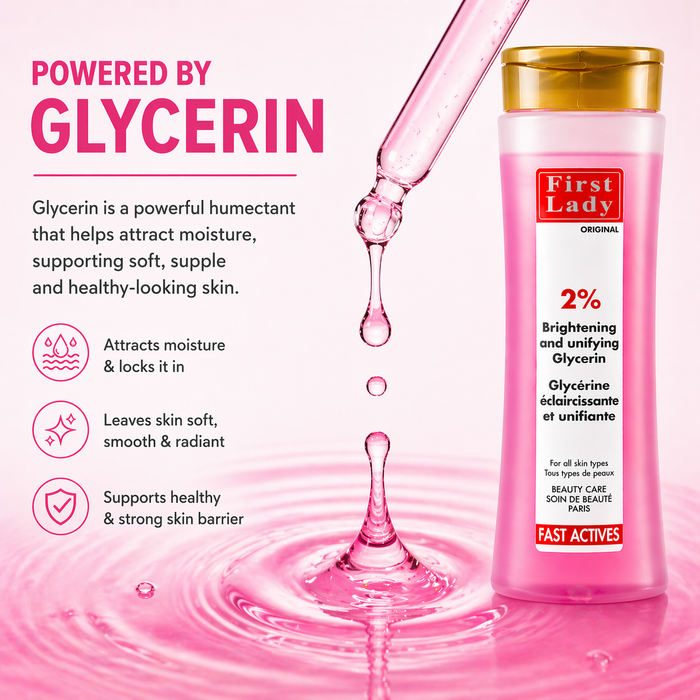 First Lady 2% Glycerin 250ml | With Licorice, Bearberry & Lemon Extract | Daily Moisturising Face & Body Care