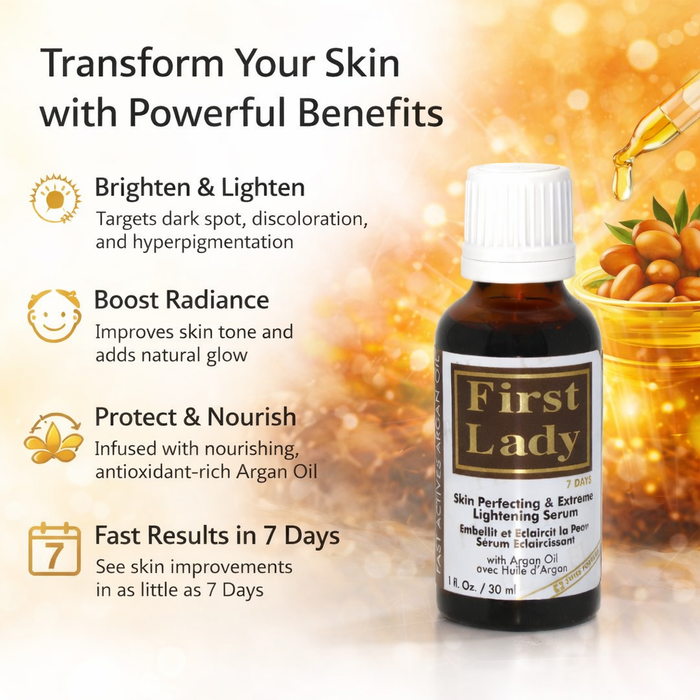 First Lady Argan Oil Skin Brightening Serum 30ml | With Argan Oil, Vitamin C, Niacinamide, Alpha Arbutin & Licorice Root | Daily Face Serum