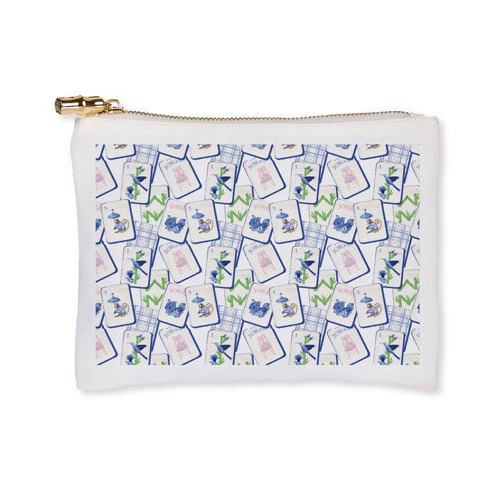 Flat Zip - Blue Mahjong Cosmetic Bag