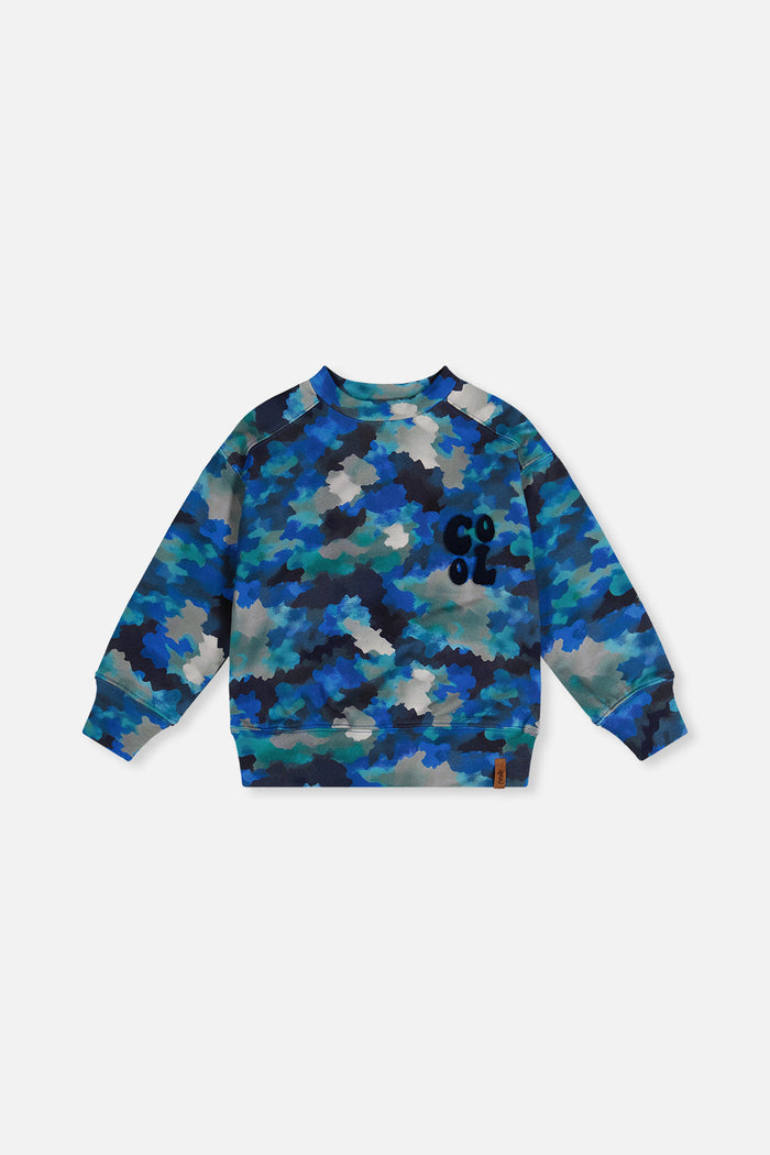 Fleece Sweatshirt Blue And Grey Camouflage-0