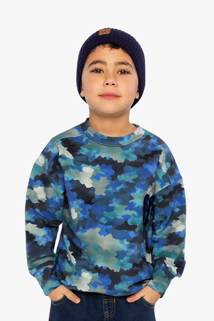 Fleece Sweatshirt Blue And Grey Camouflage-1