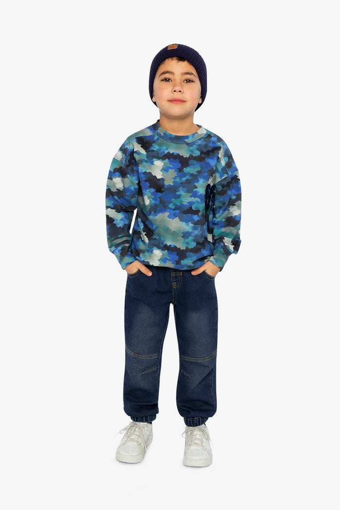 Fleece Sweatshirt Blue And Grey Camouflage-4