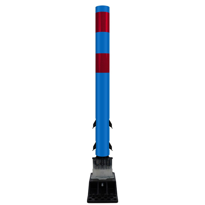 FlexStake Center Line Surface Mount Base Traffic Delineator - Blue Tubular Post with Reflective Options - Crowd Control Warehouse
