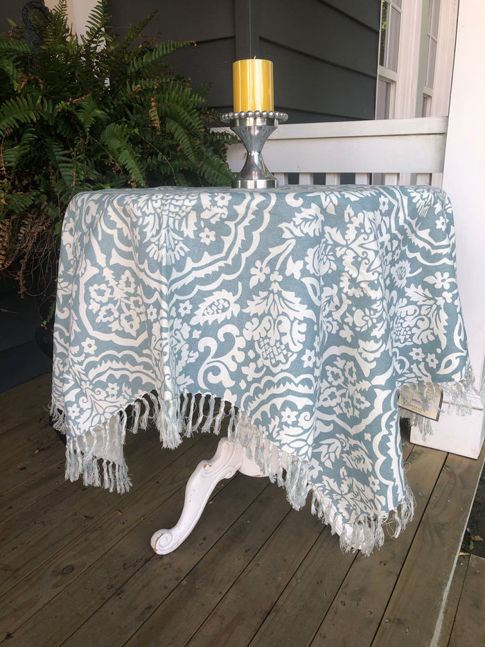 Floral Tassled Tablecloth