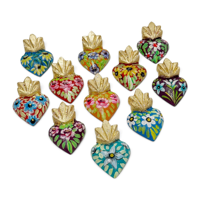 Floral Wooden Sacred Heart Magnets
