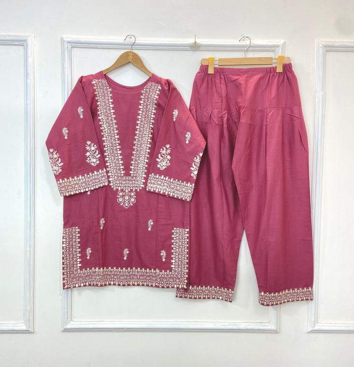 Foil Embroidery Bliss 2PC (Farshi Shalwar) (Khaddar) D-167