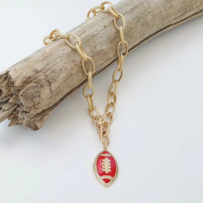 Football 🏈 Necklace On Etched Chain