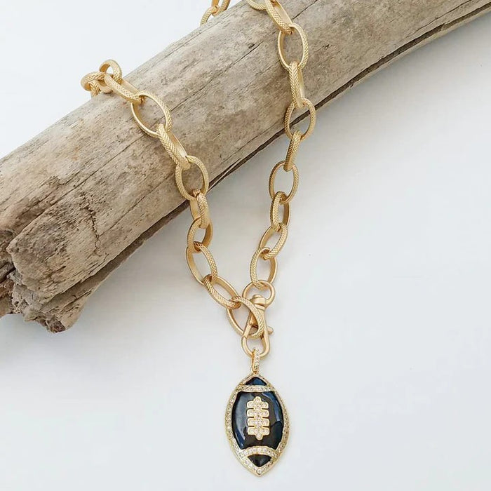 Football 🏈 Necklace On Etched Chain