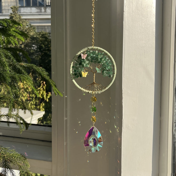 Four Colors Natural Crystal Lucky Tree Sun Catcher Crystal Wind Chimes 🇨🇳