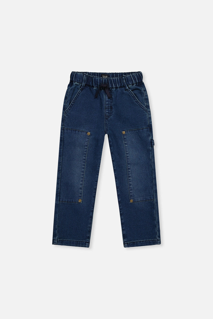 French Terry Denim Pants Navy Blue-0