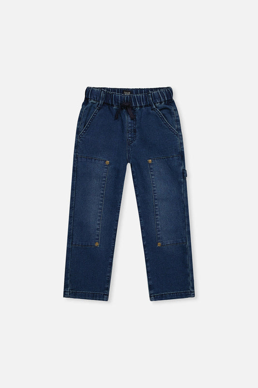 French Terry Denim Pants Navy Blue-0