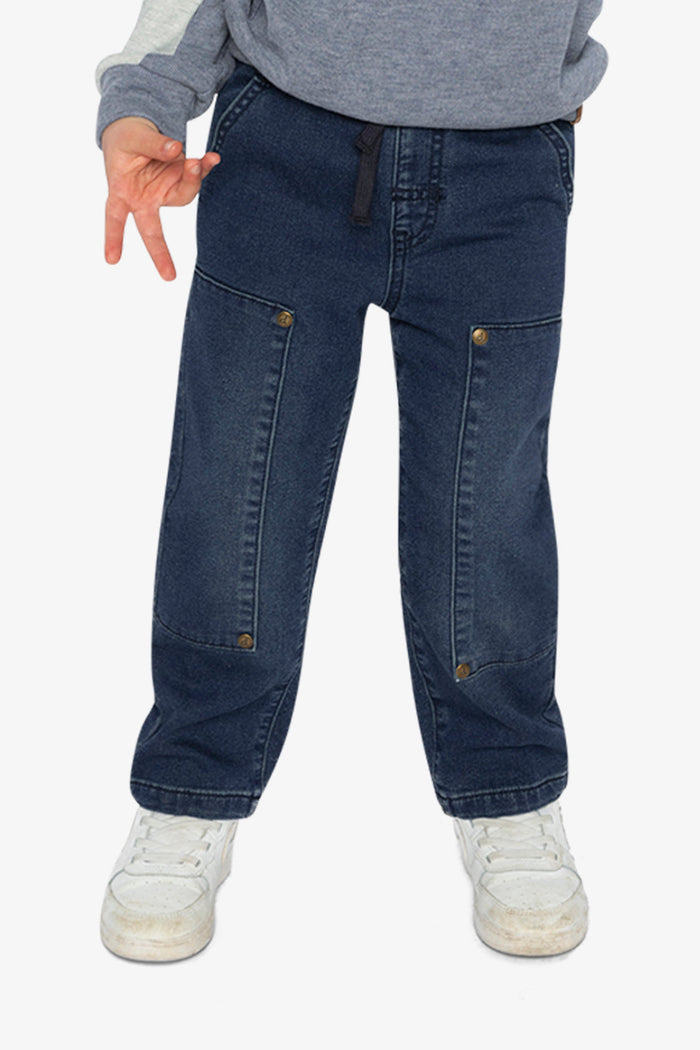 French Terry Denim Pants Navy Blue-1