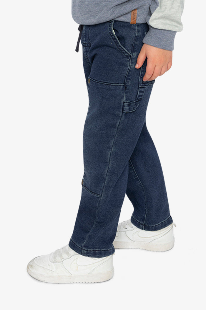 French Terry Denim Pants Navy Blue-2