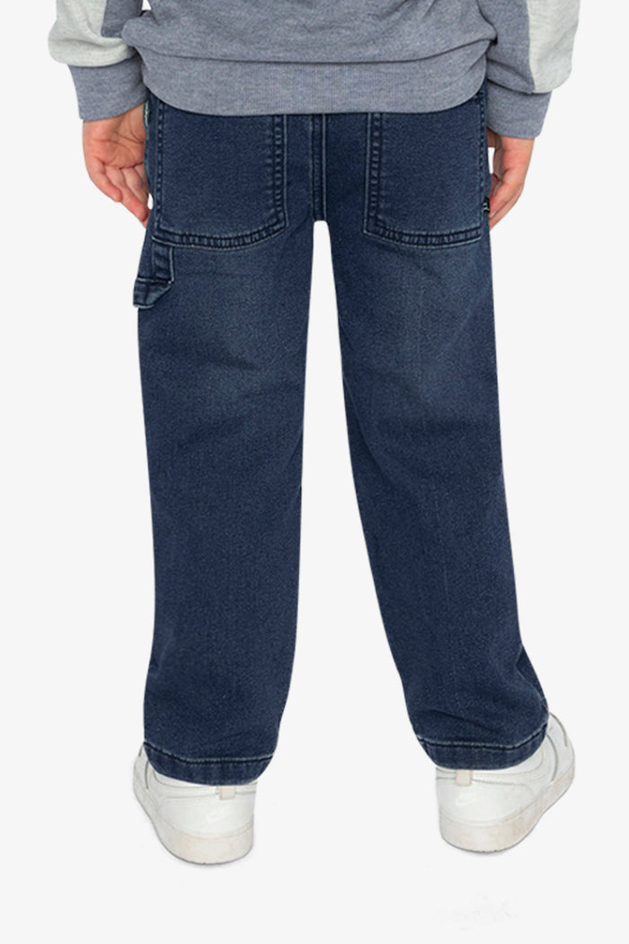 French Terry Denim Pants Navy Blue-3