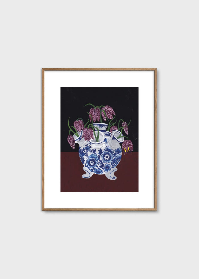 Frittilaria Meleagris In Tulip Vase by Jaron Su