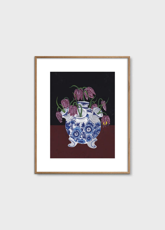 Frittilaria Meleagris In Tulip Vase by Jaron Su