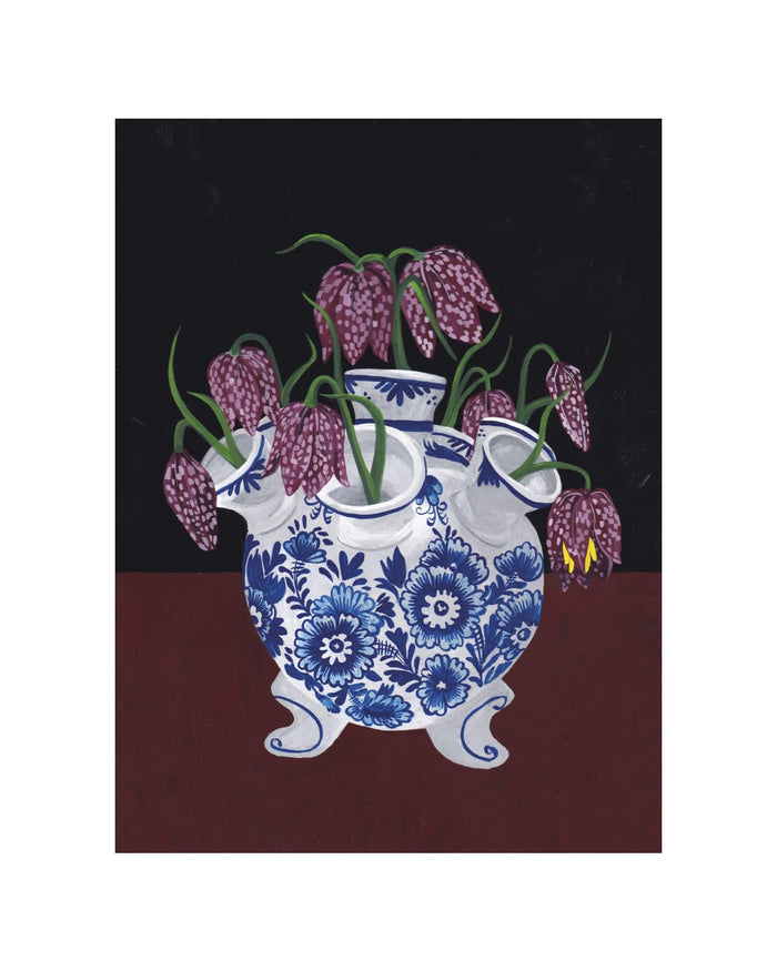 Frittilaria Meleagris In Tulip Vase by Jaron Su