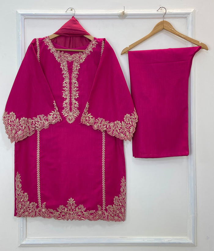 Front Back Cutwork Glam 3PC (Best Seller) (Khaddar) D-210