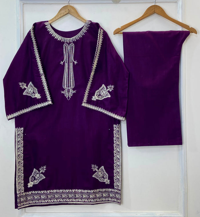 Front & Back Embroidered 2PC (Khaddar) D-320