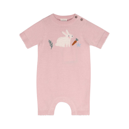 Furry Bunny Embroidered Baby Knit Romper (Organic Cotton) - Front
