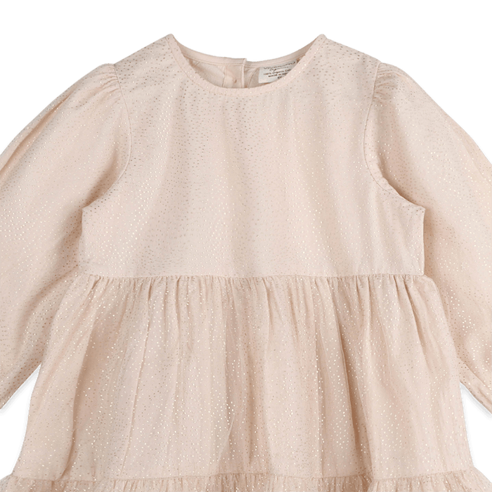 Gabrielle Dotted Tutu Layered Girl Dress - Blush Pink (Organic Cotton) - Detail
