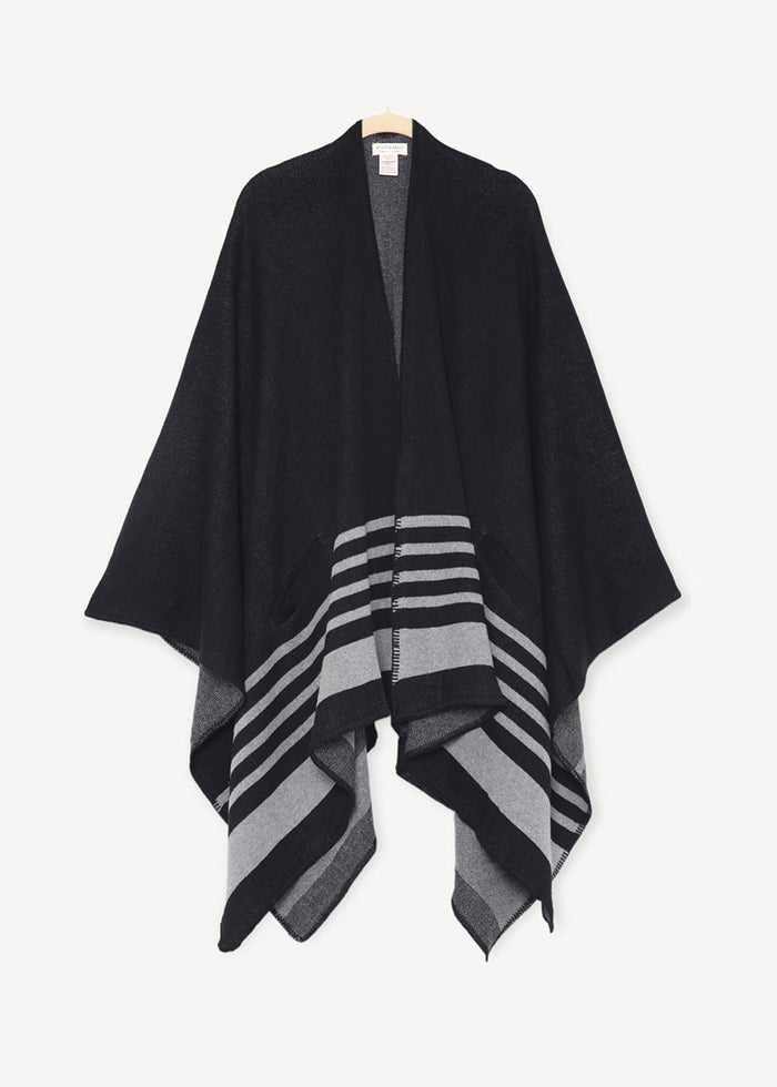 Gaia Eco-Chic Knit Jacquard Travel Blanket Wrap - Stripe Border (Organic Cotton) - 3 Colors