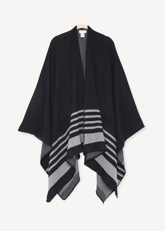 Gaia Eco-Chic Knit Jacquard Travel Blanket Wrap - Stripe Border (Organic Cotton) - 3 Colors