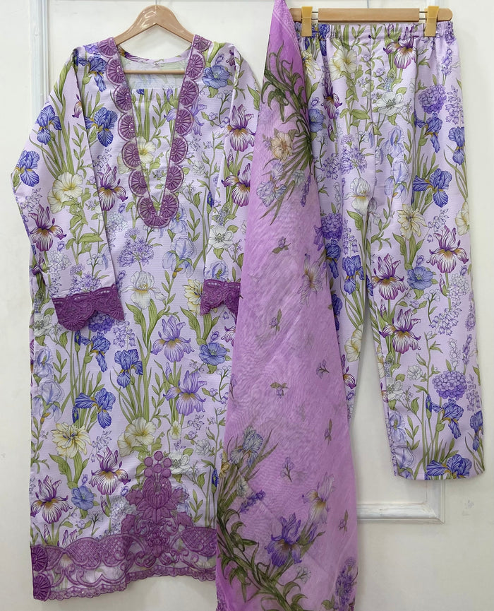 Garden Embroidered 3PC (Bana Dora) D-481