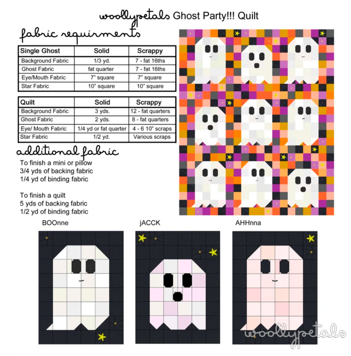 Ghost Party Quilt Pattern