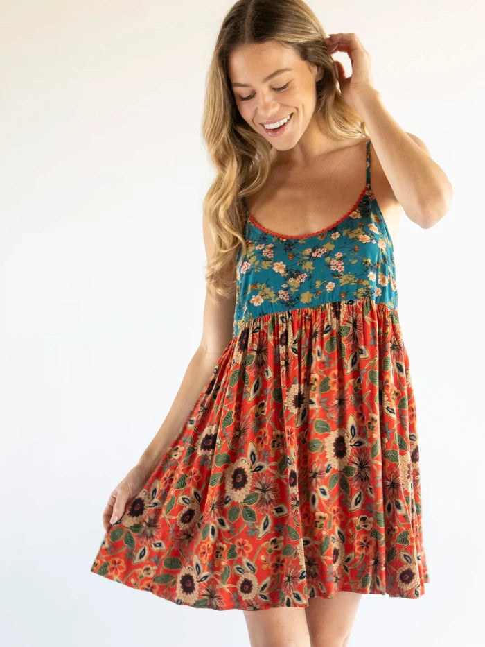 Gigi Dress - Teal Orange Mix Floral-view 1