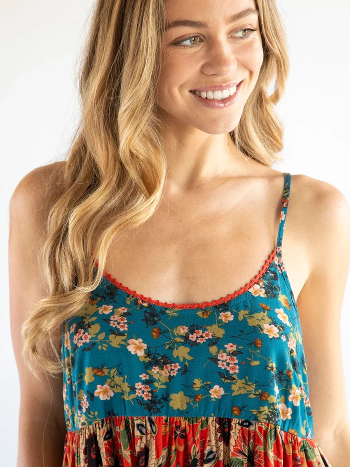 Gigi Dress - Teal Orange Mix Floral-view 3
