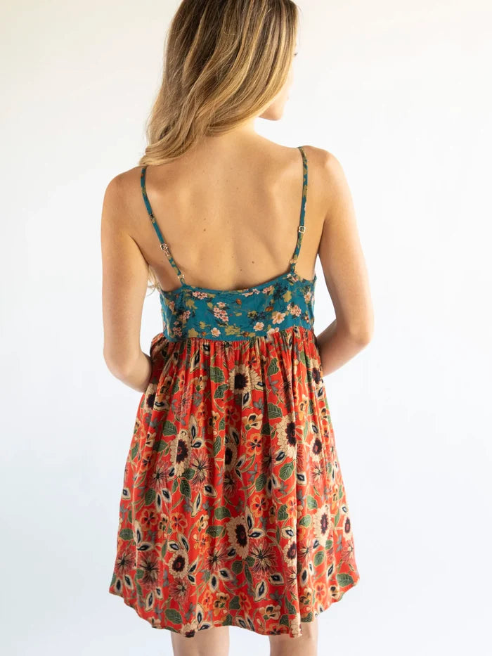 Gigi Dress - Teal Orange Mix Floral-view 4