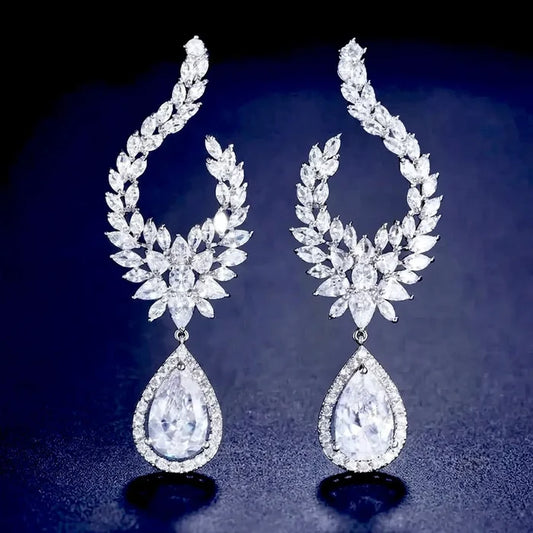 Wedding Jewelry - Cubic Zirconia Bridal Earrings - Available in Silver and Gold