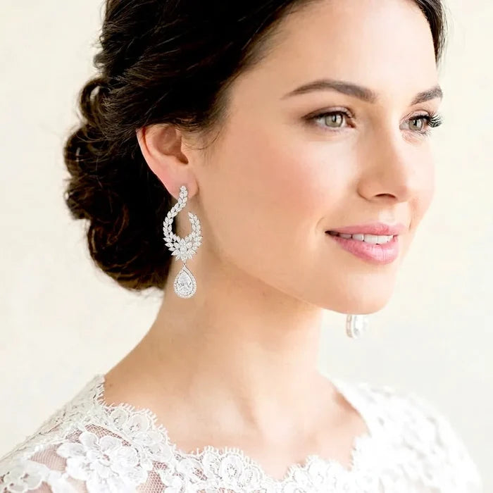 Wedding Jewelry - Cubic Zirconia Bridal Earrings - Available in Silver and Gold