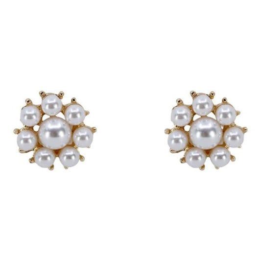 Gold Pearl Round Clip On Earrings