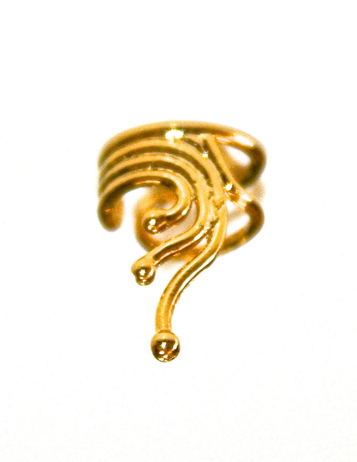gold double band ear cuff worn on ear non piercing earring