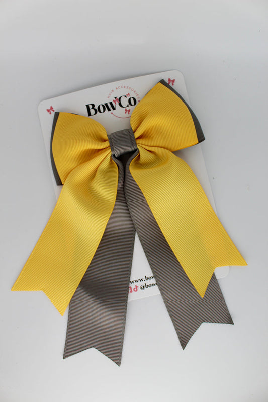 Grey and Yellow Gold - Classic Tail Bow - Clip