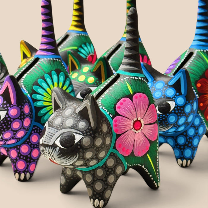 Hand Painted Ceramic Standing Cat Coin Bank