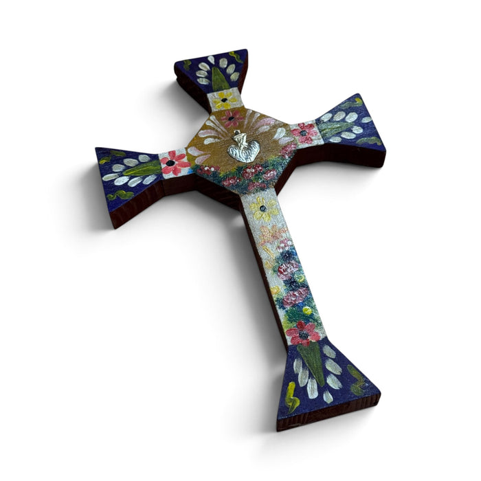 Hand Painted Wooden Crosses w/ Single Milagros