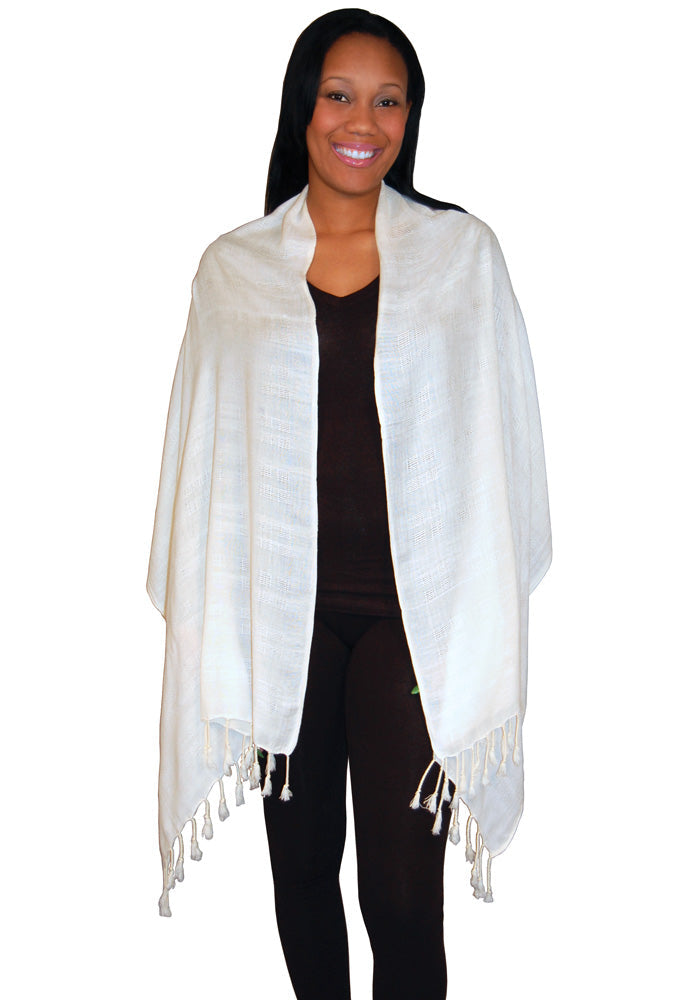 Handwoven Rayon Scarf: Floating Squares Design