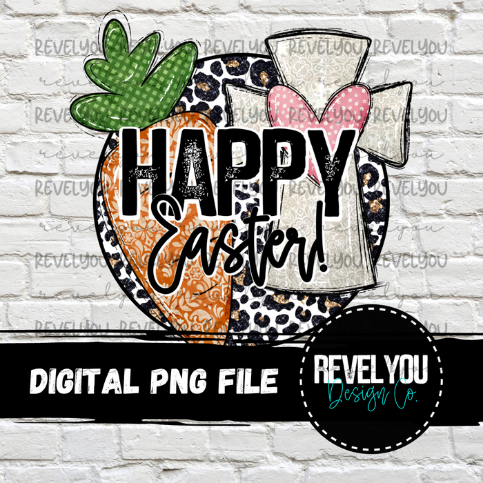 Happy Easter Leopard Circle - PNG